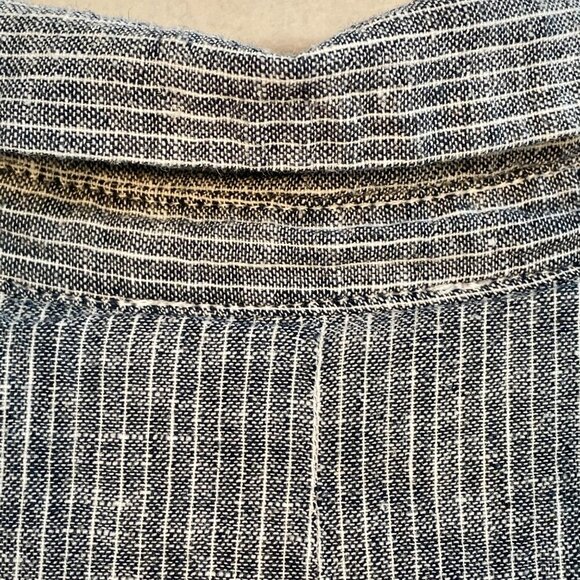 Beach Lunch Lounge Linen Zena Striped Shirt Dress Sz S Sleeveless Blue Lined - Picture 8 of 15